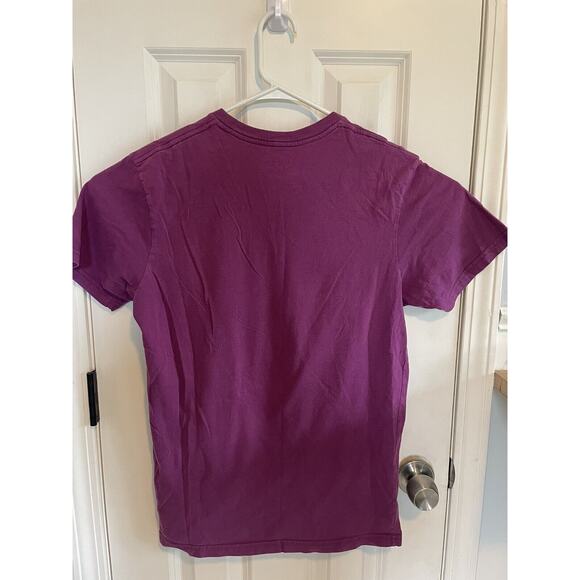 Volcom Shirt Mens Medium Purple Slim Fit V Neck AOP Surfing Skater Graphic Tee - Picture 2 of 6